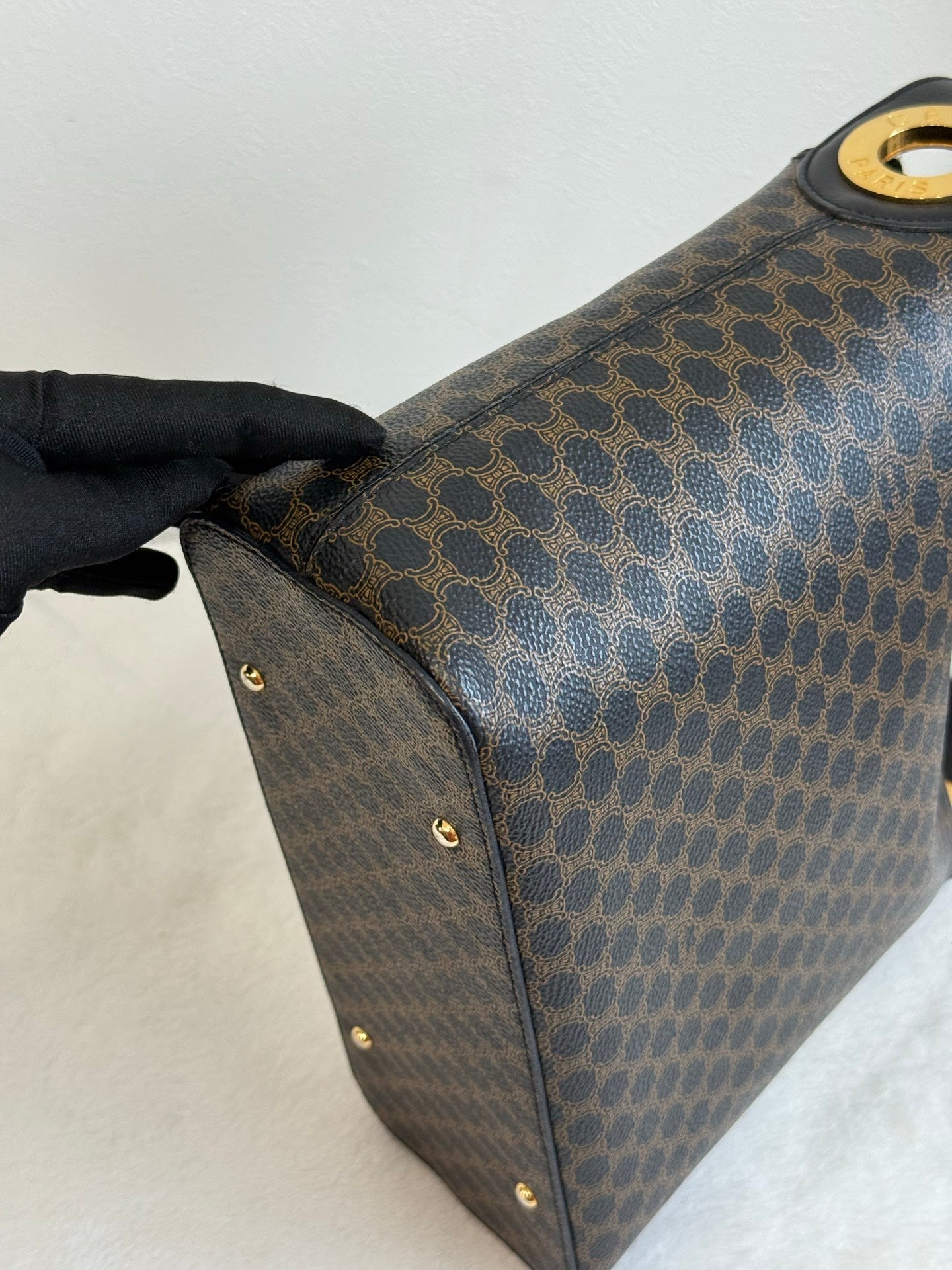 CELINE Black Macadam  Shoulder Bag