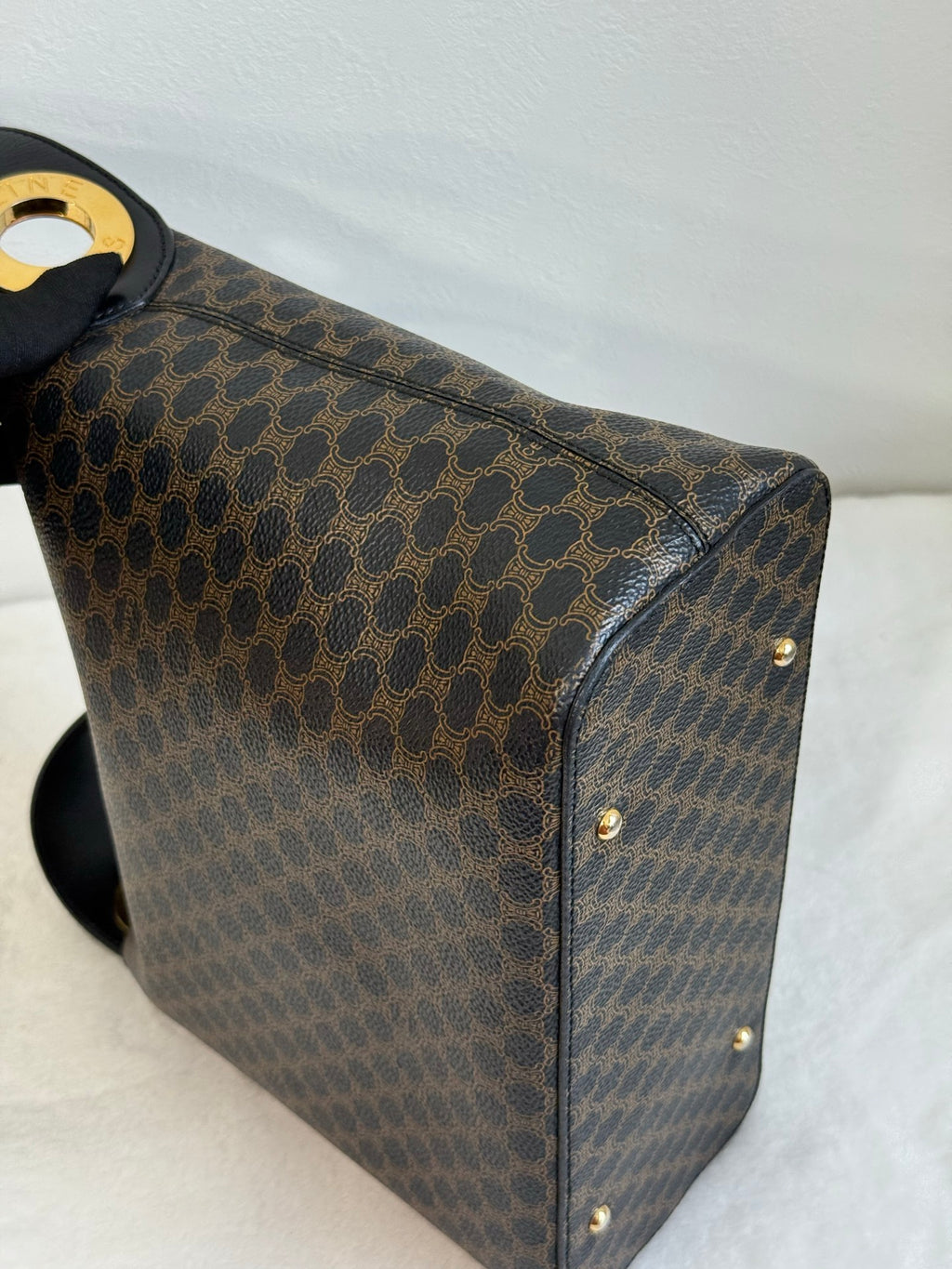 CELINE Black Macadam  Shoulder Bag