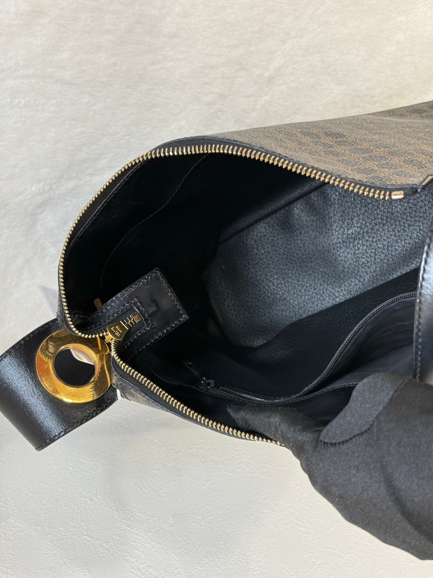 CELINE Black Macadam  Shoulder Bag