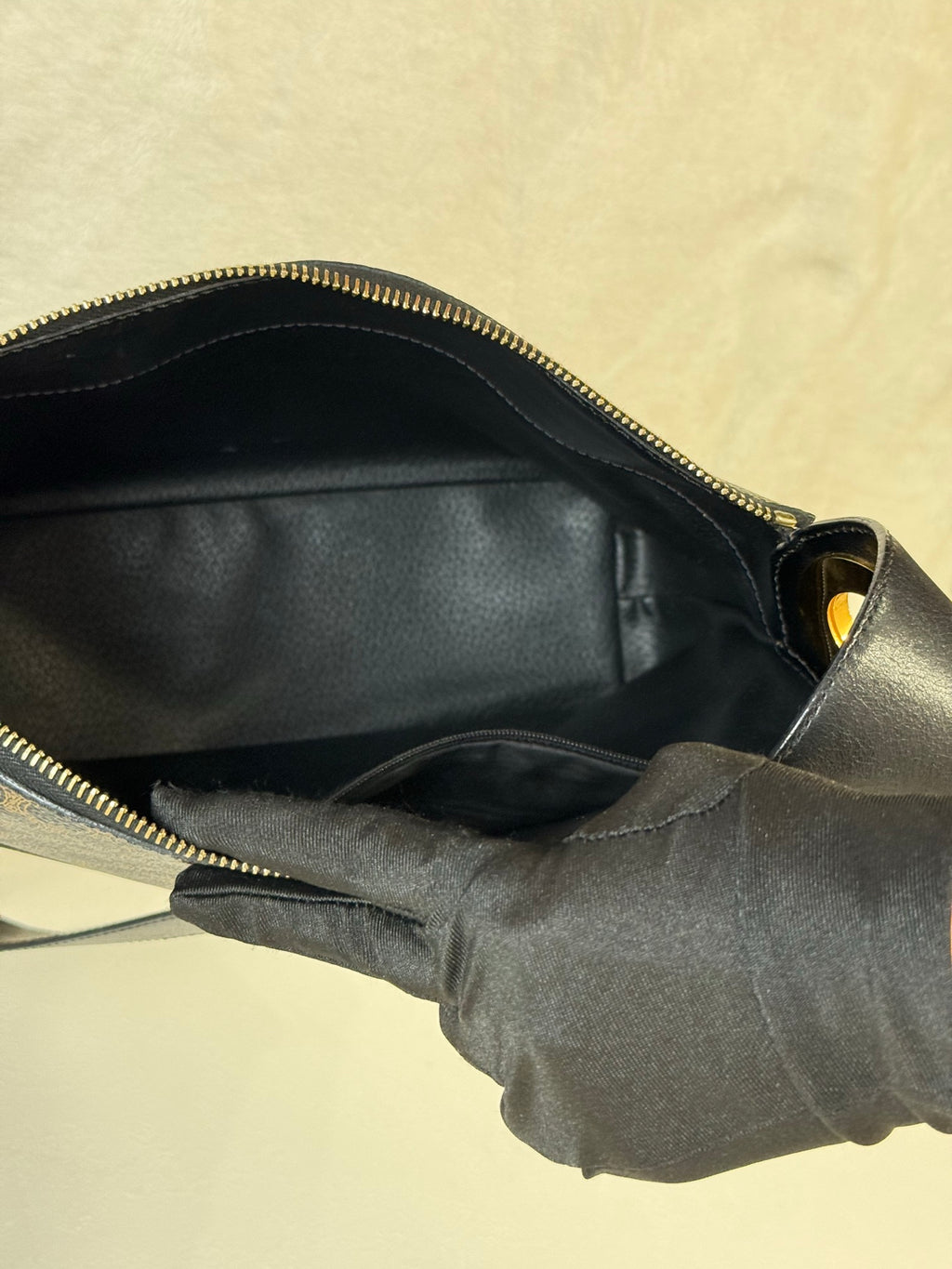 CELINE Black Macadam  Shoulder Bag