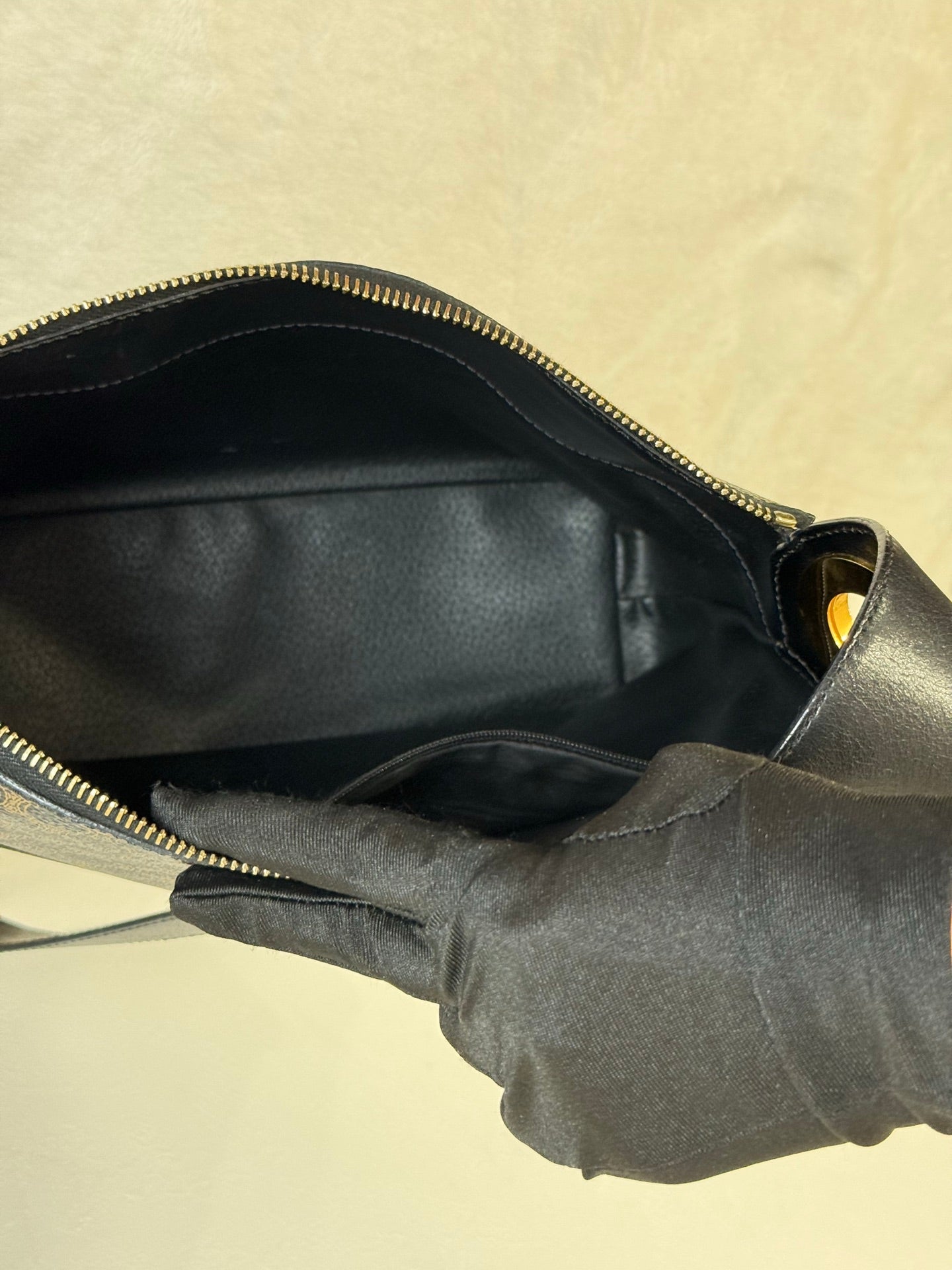 CELINE Black Macadam  Shoulder Bag