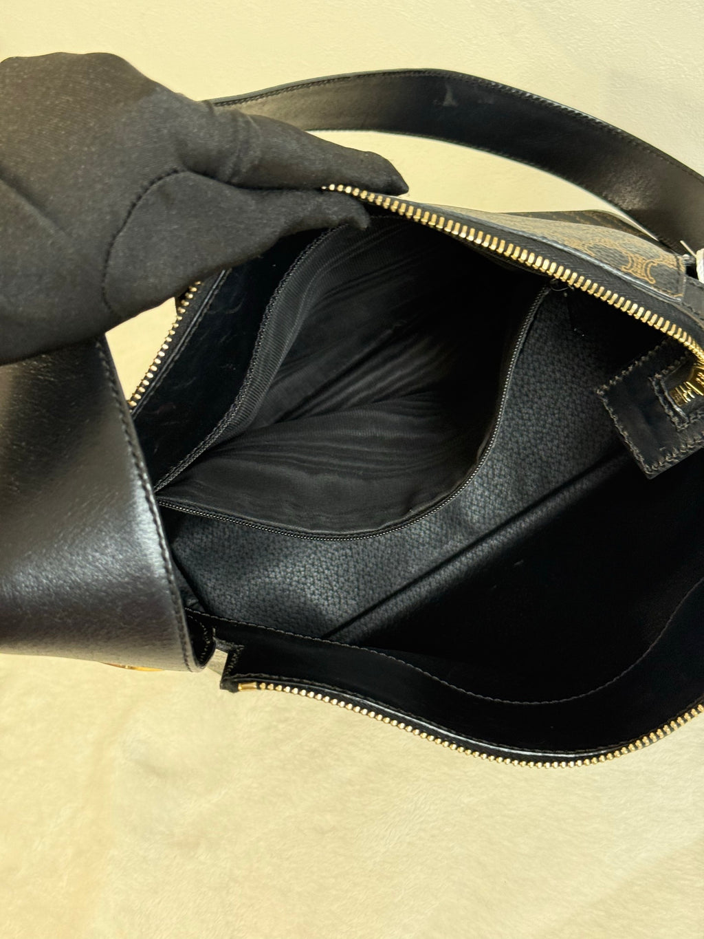 CELINE Black Macadam  Shoulder Bag