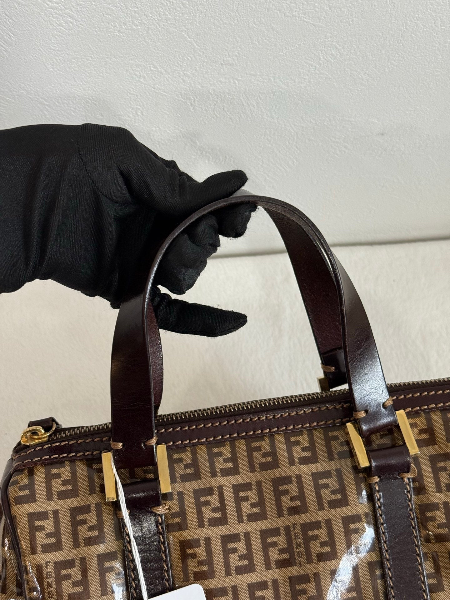 FENDI Zucchino Mini Boston Handbag