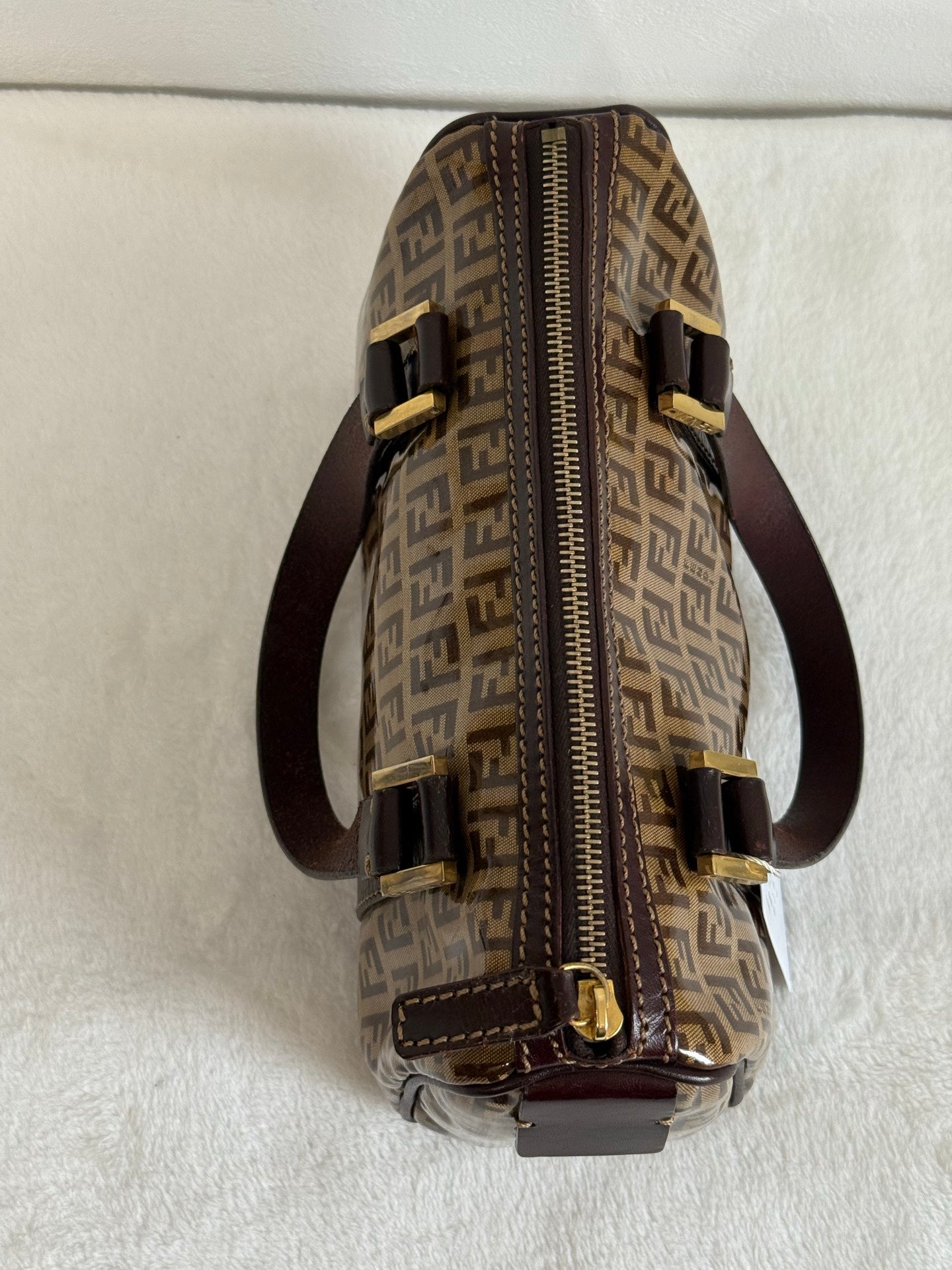FENDI Zucchino Mini Boston Handbag