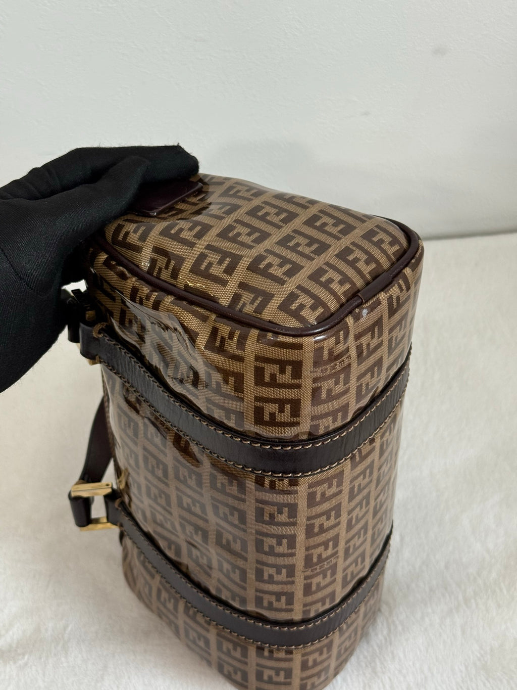 FENDI Zucchino Mini Boston Handbag