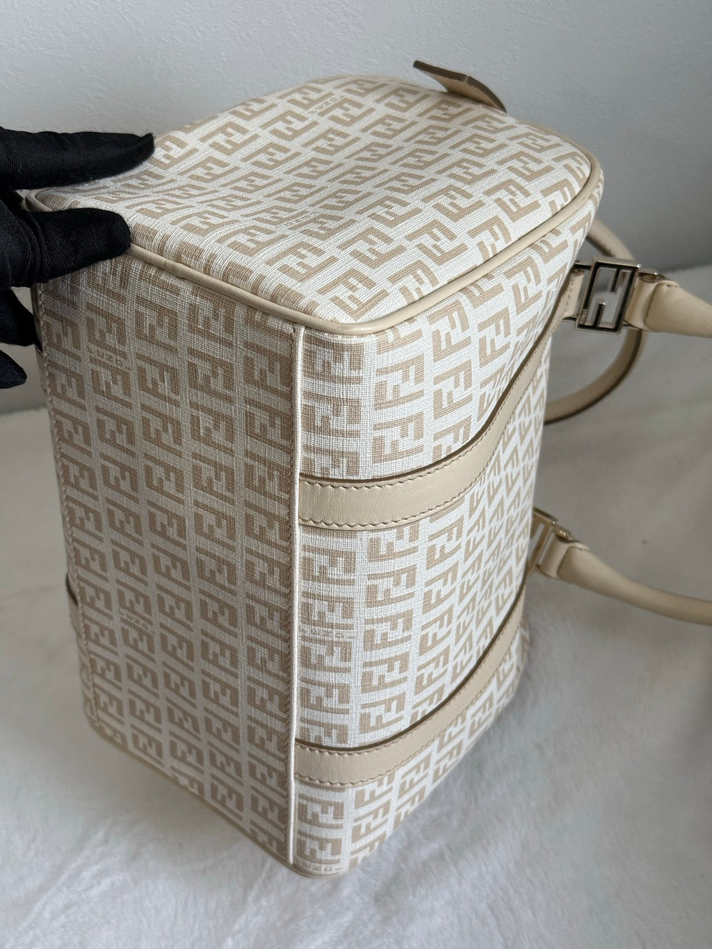 FENDI Zucchino Boston Handbag