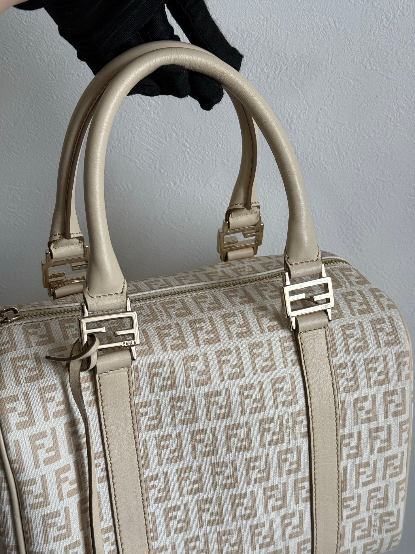 FENDI Zucchino Boston Handbag