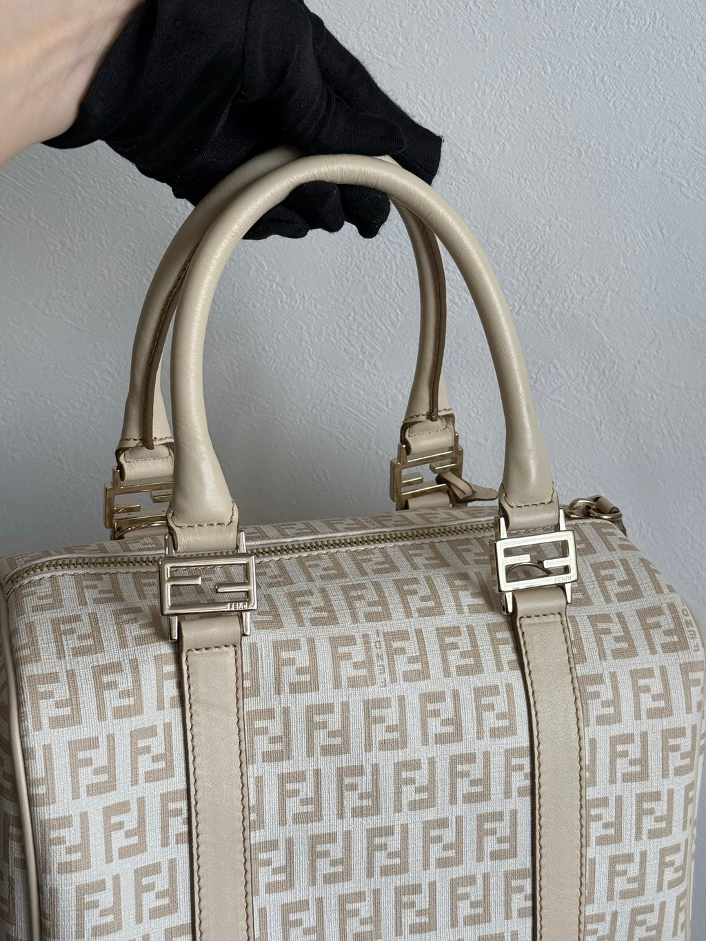 FENDI Zucchino Boston Handbag
