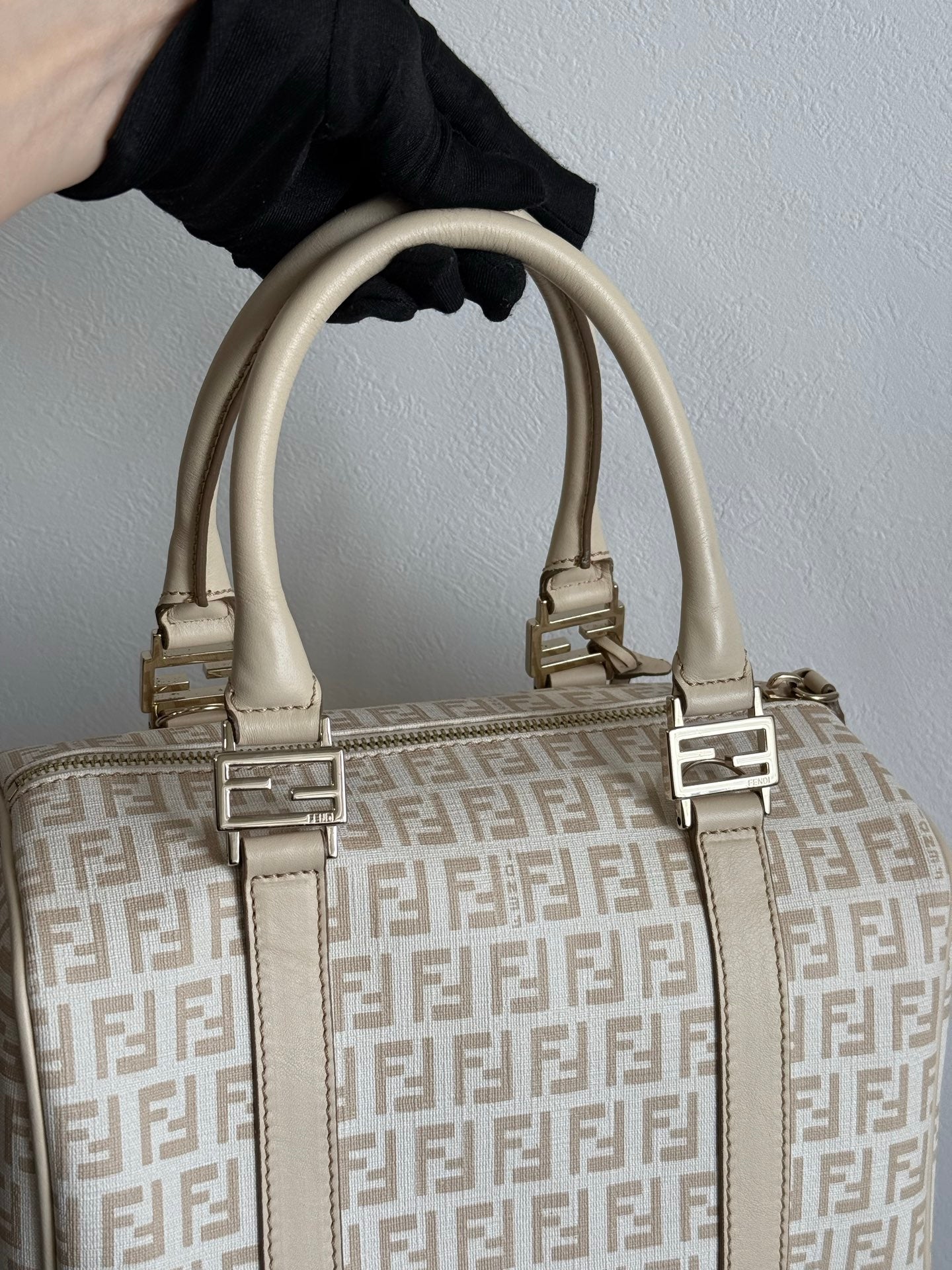 FENDI Zucchino Boston Handbag