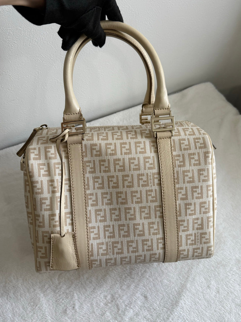 FENDI Zucchino Boston Handbag