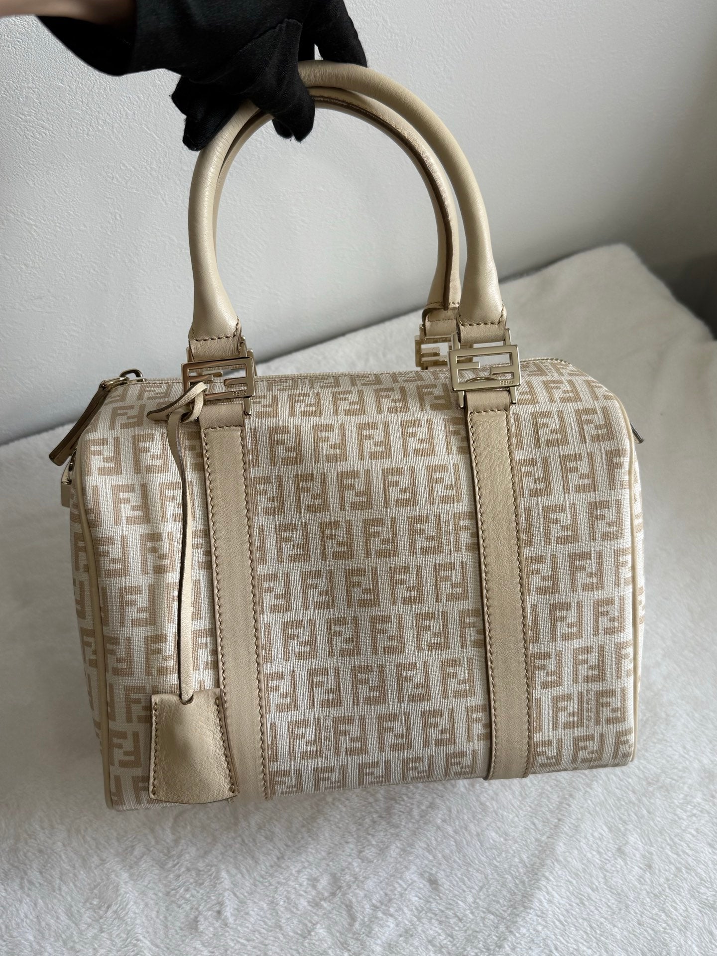 FENDI Zucchino Boston Handbag