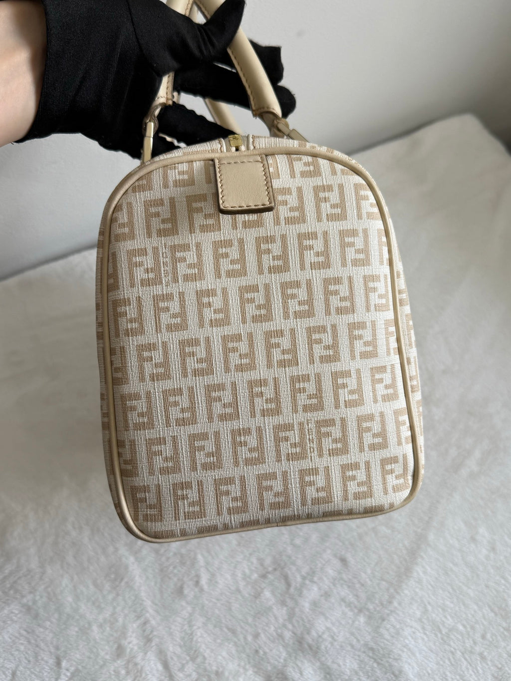 FENDI Zucchino Boston Handbag