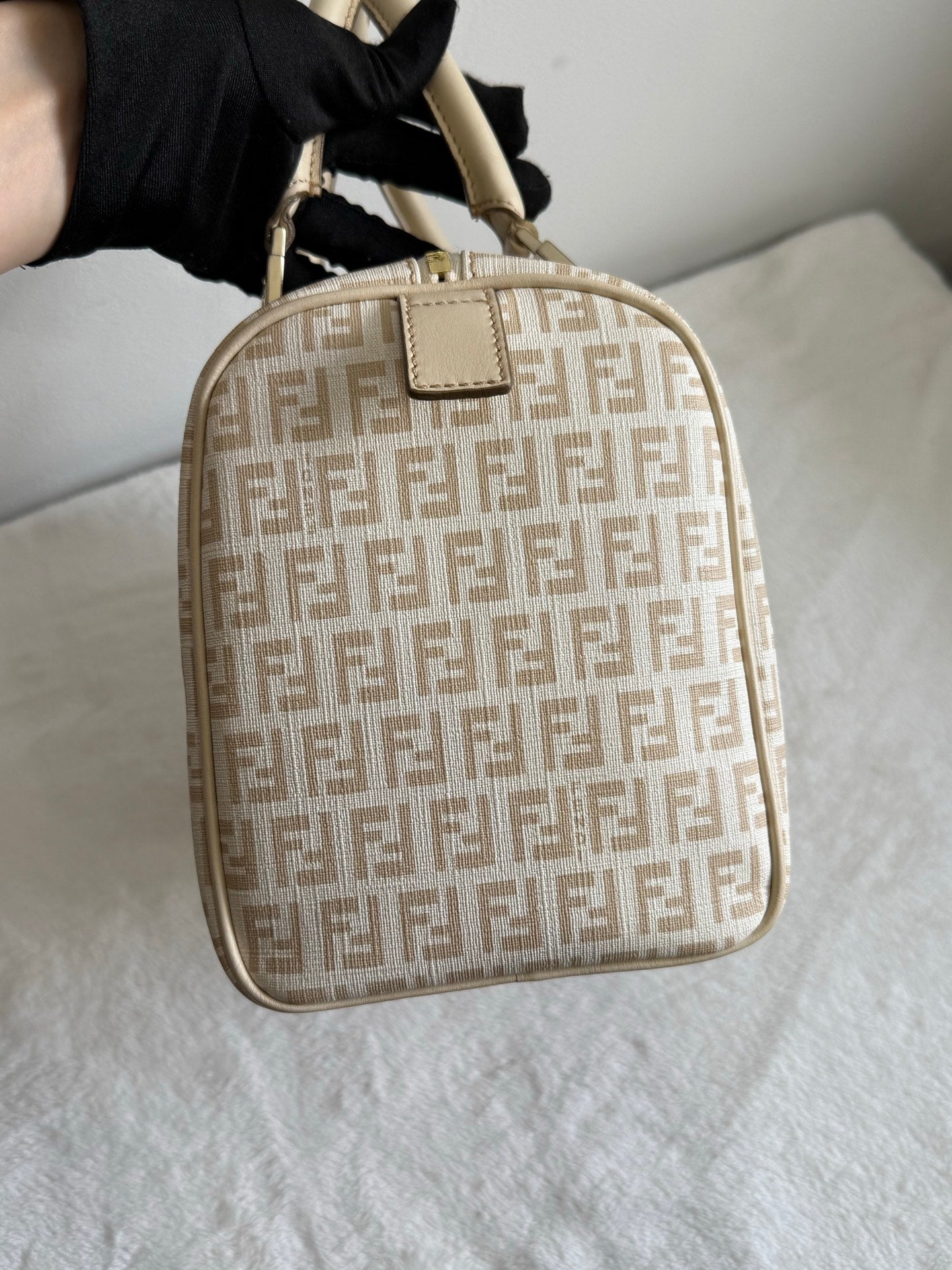 FENDI Zucchino Boston Handbag