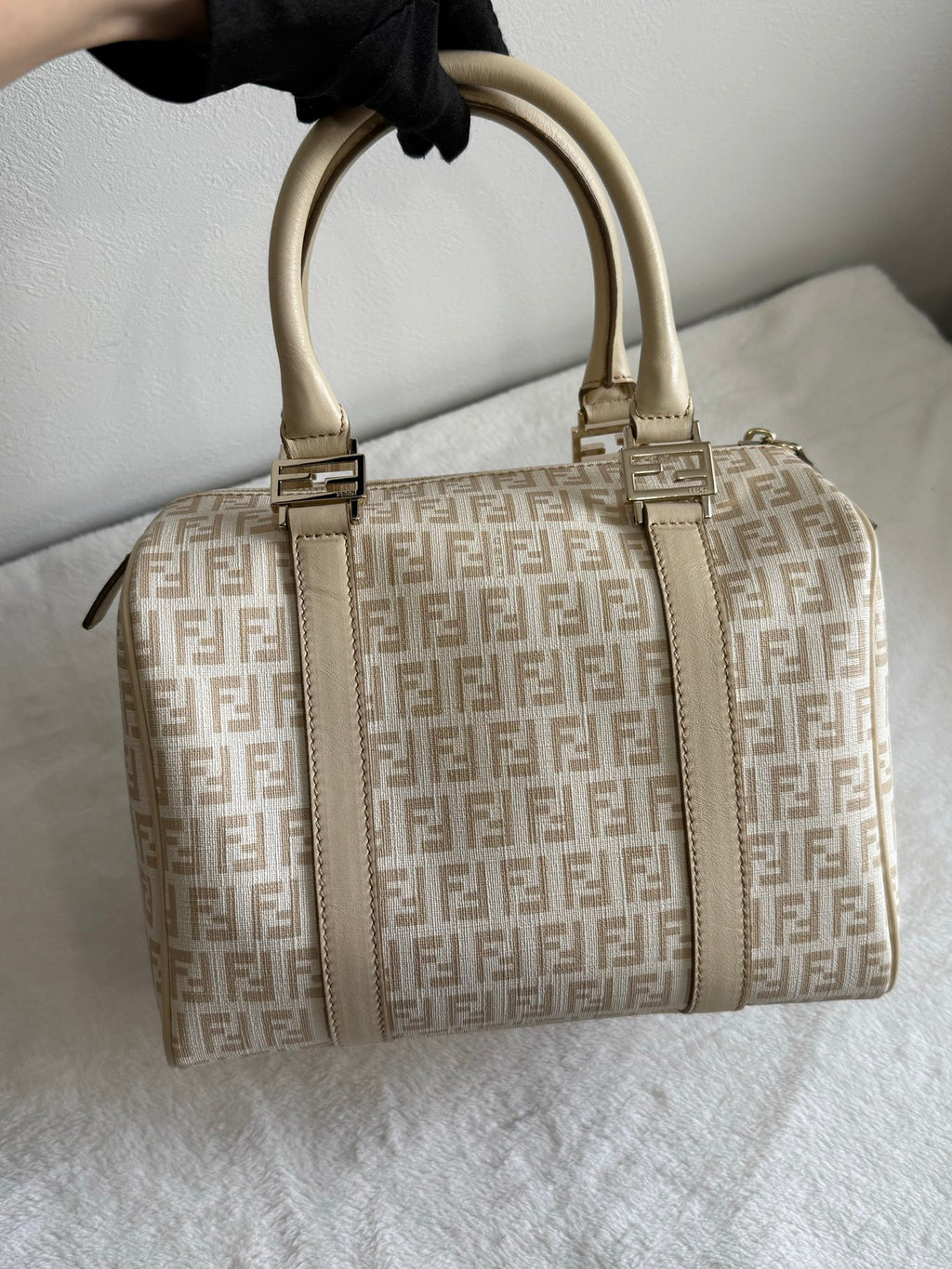 FENDI Zucchino Boston Handbag