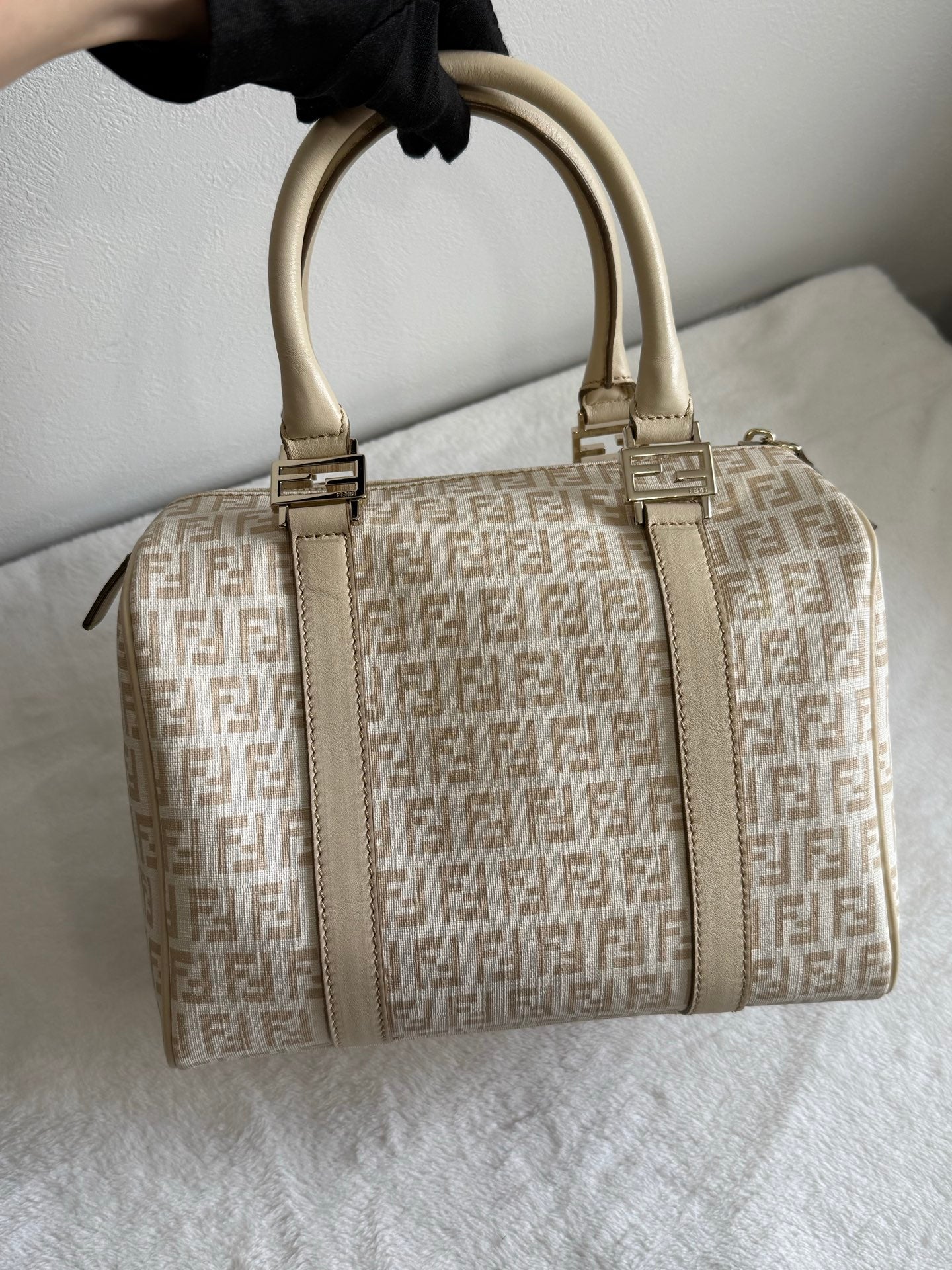 FENDI Zucchino Boston Handbag