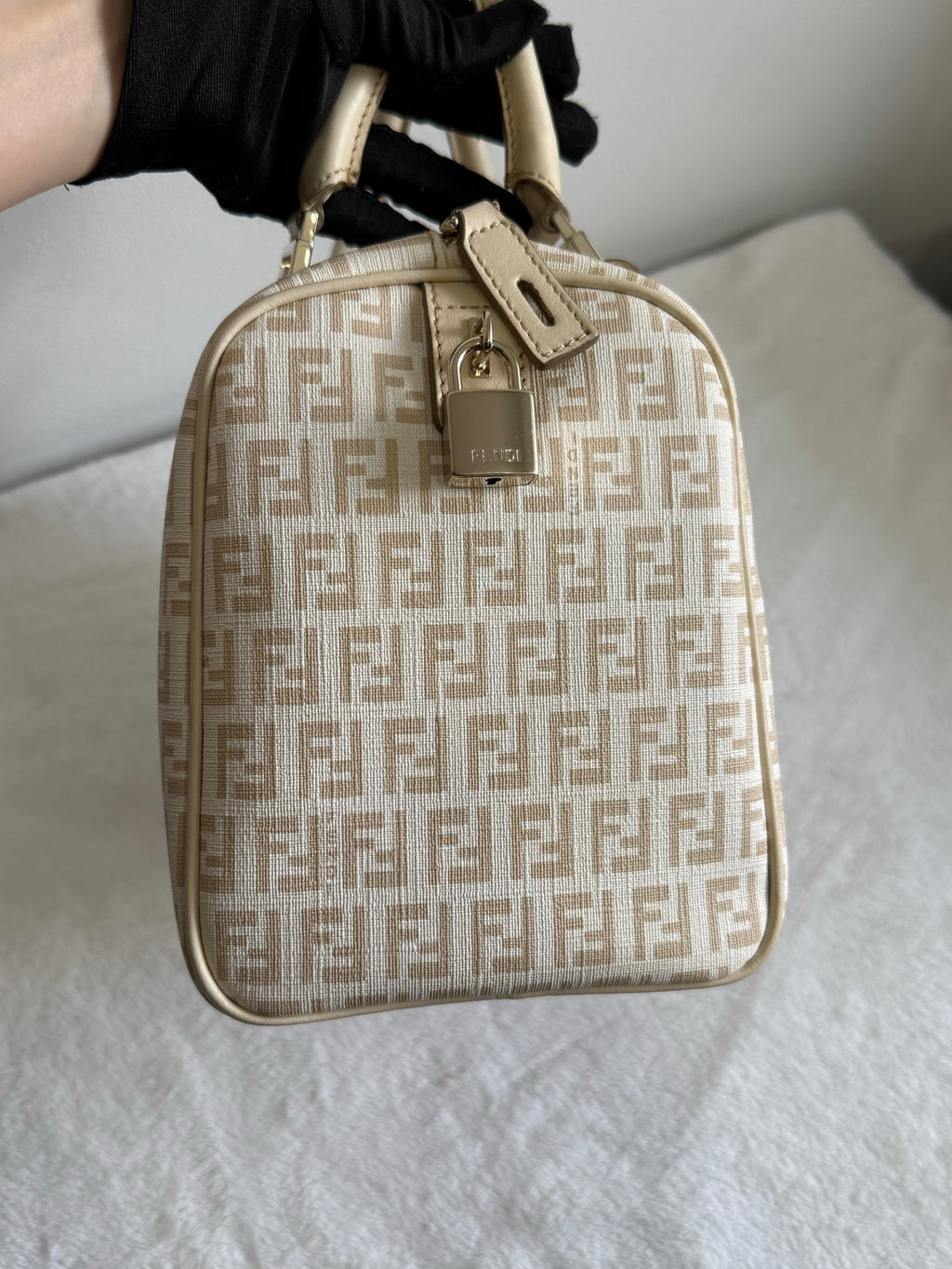 FENDI Zucchino Boston Handbag