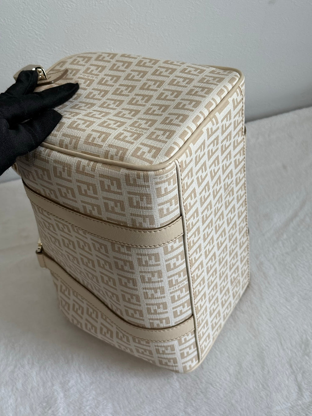 FENDI Zucchino Boston Handbag