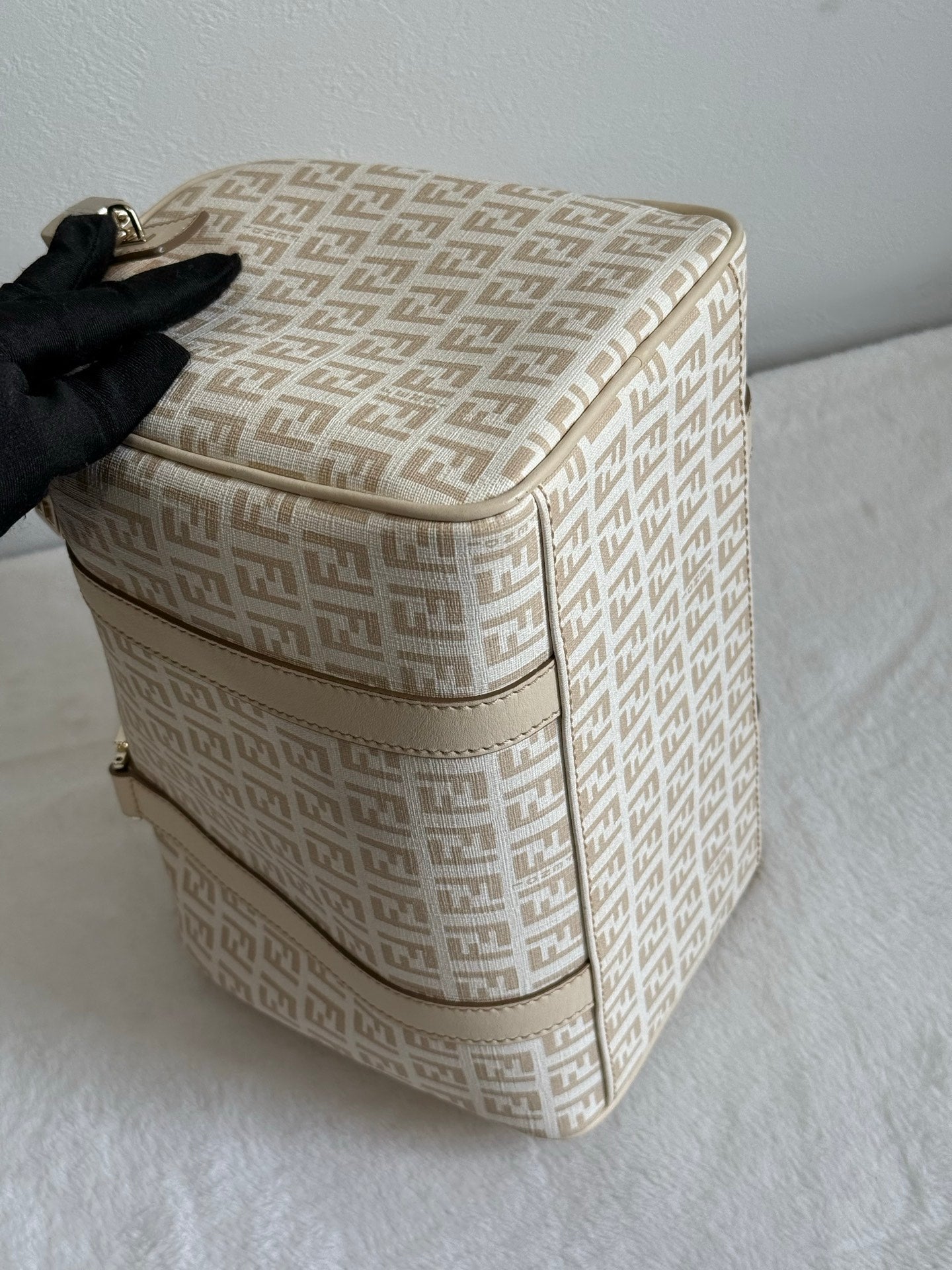 FENDI Zucchino Boston Handbag