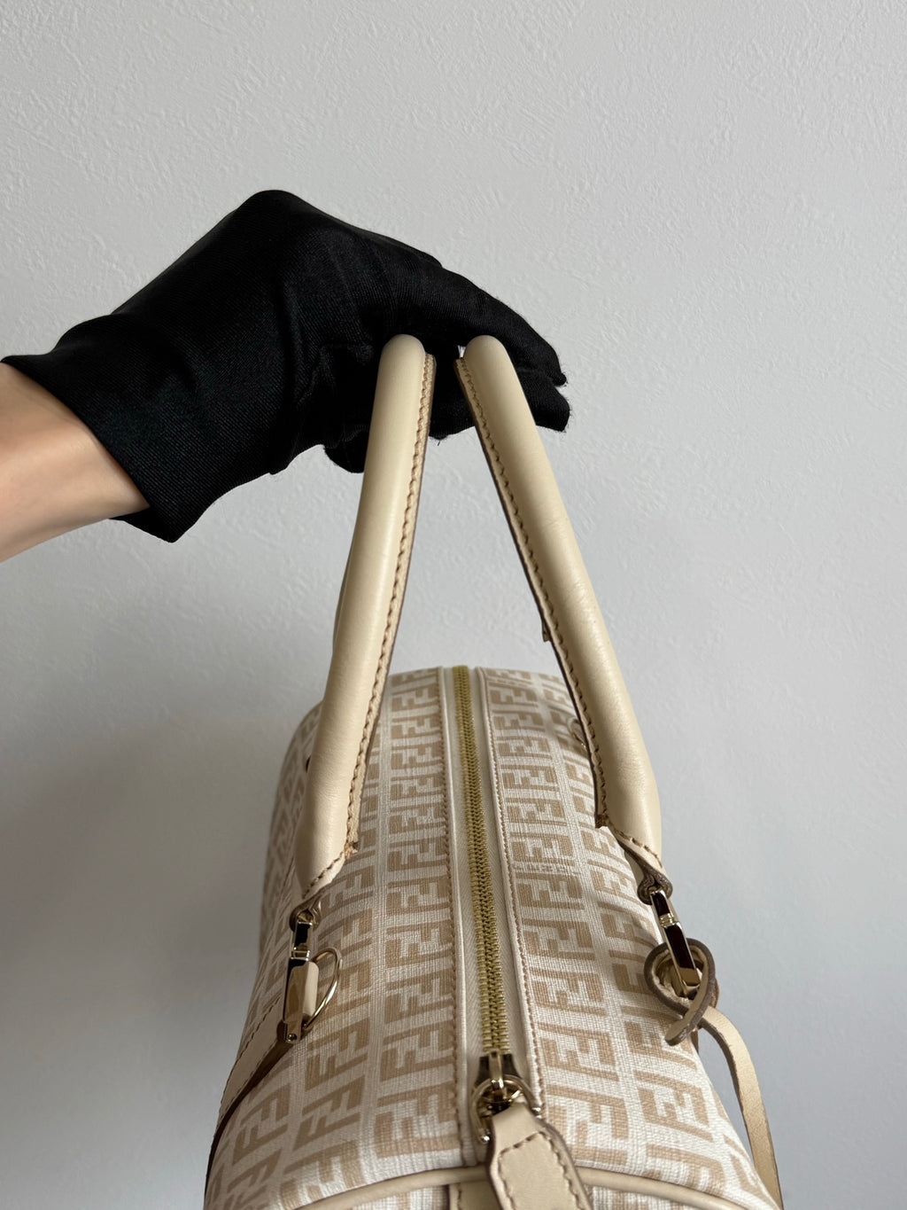 FENDI Zucchino Boston Handbag