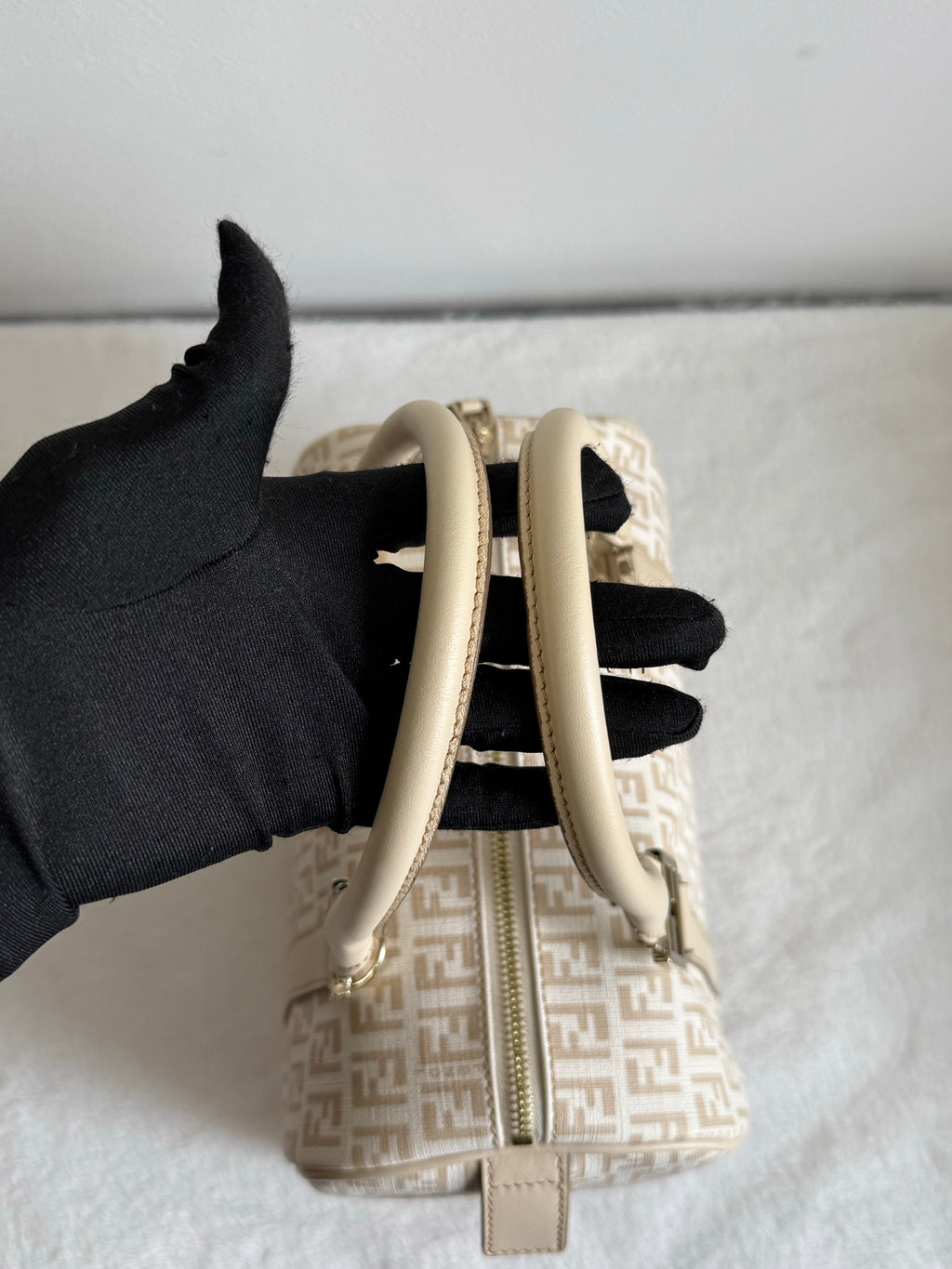 FENDI Zucchino Boston Handbag
