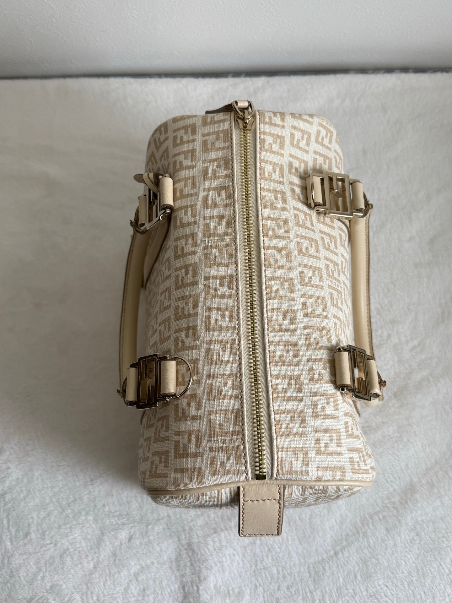 FENDI Zucchino Boston Handbag