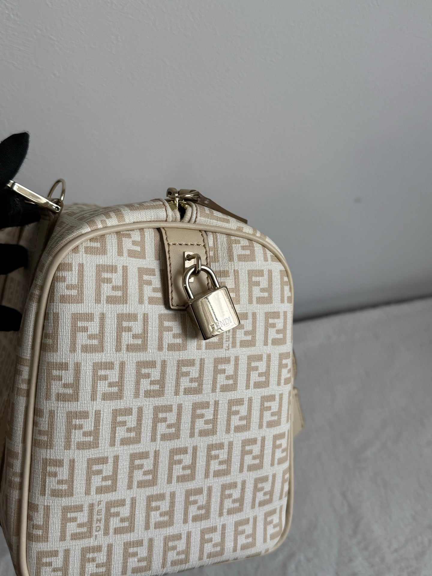 FENDI Zucchino Boston Handbag