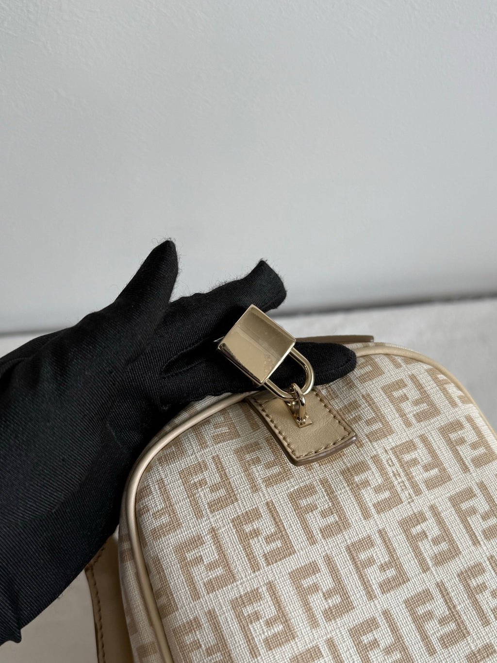 FENDI Zucchino Boston Handbag