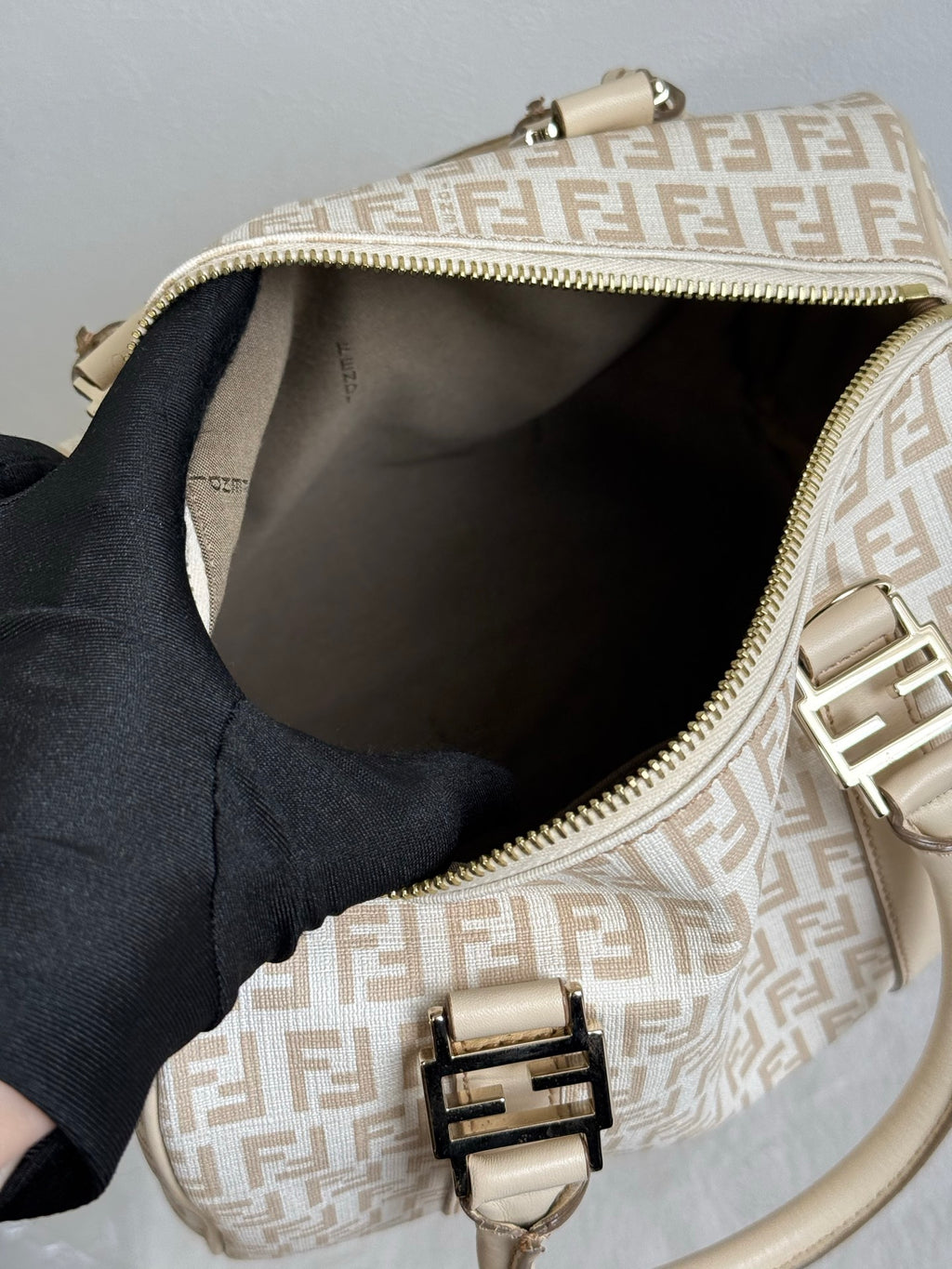 FENDI Zucchino Boston Handbag