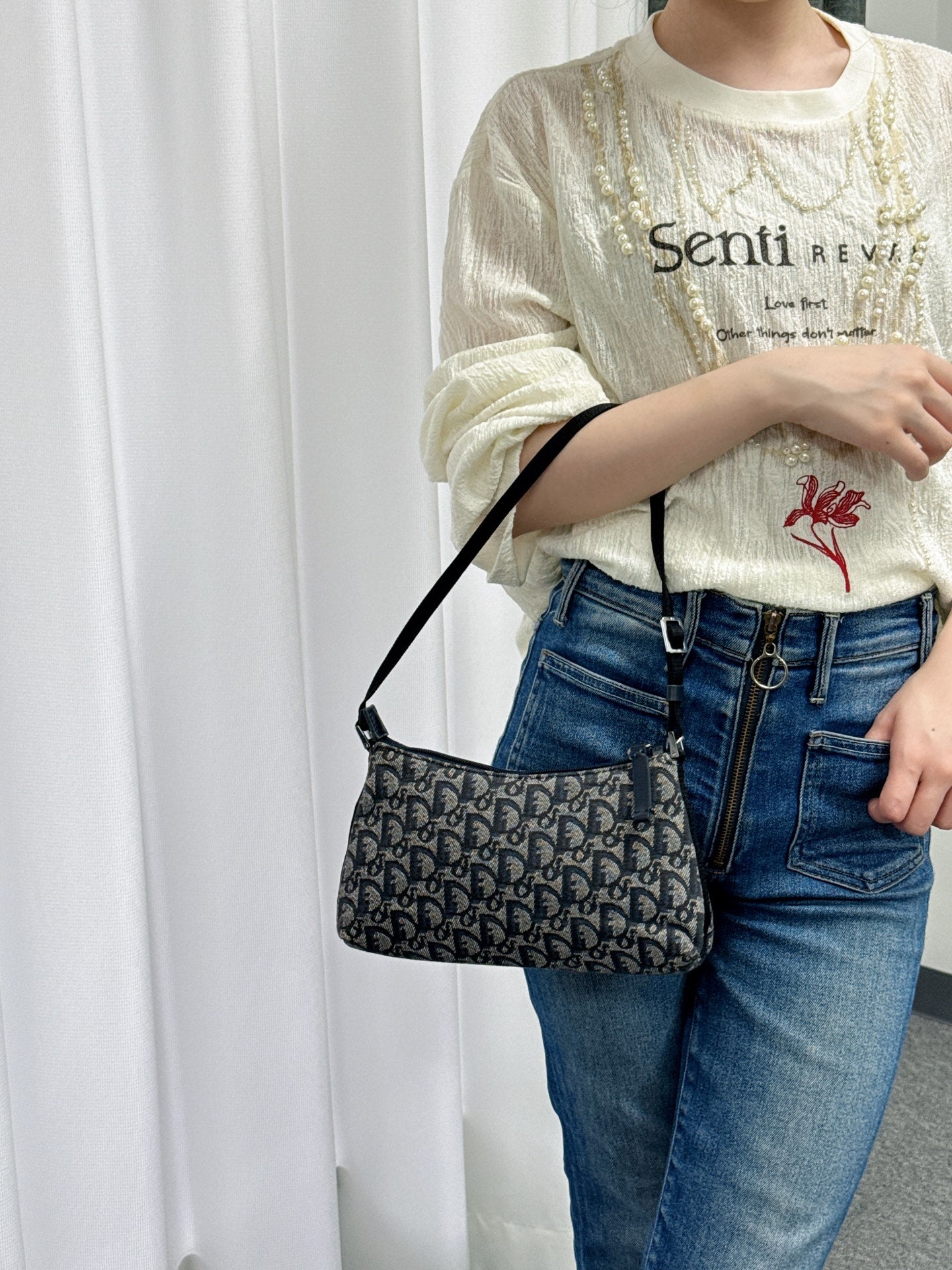 DIOR D'oblique Denim Shoulder bag