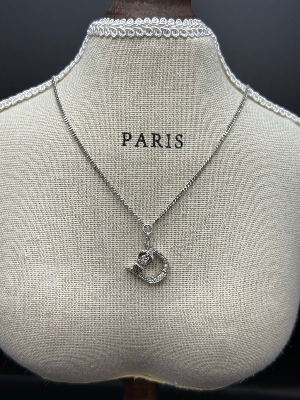 DIOR Rhinestone CDLogo Necklace