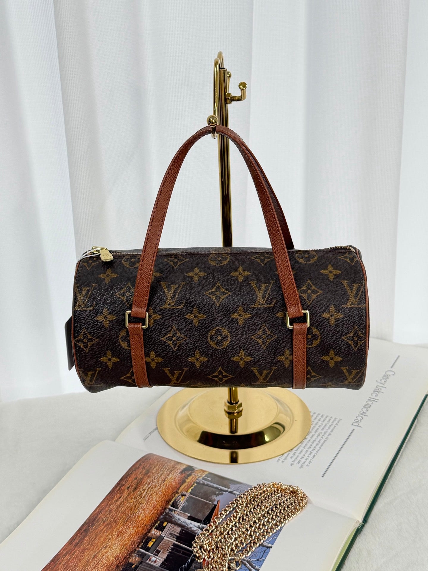 LOUIS VUITTON  Red Leather handle Papillon Bag