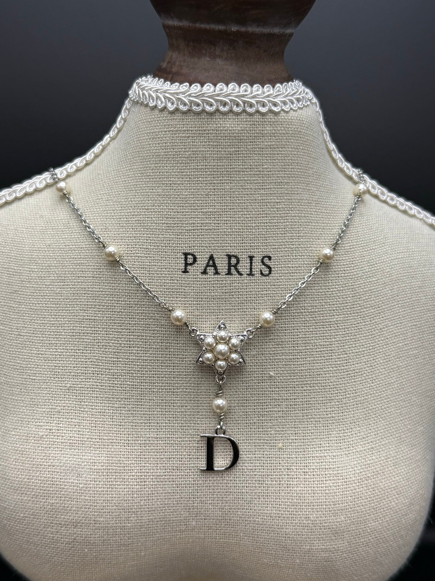 CHRISTIAN DIOR Pearl Rhinestone Necklace