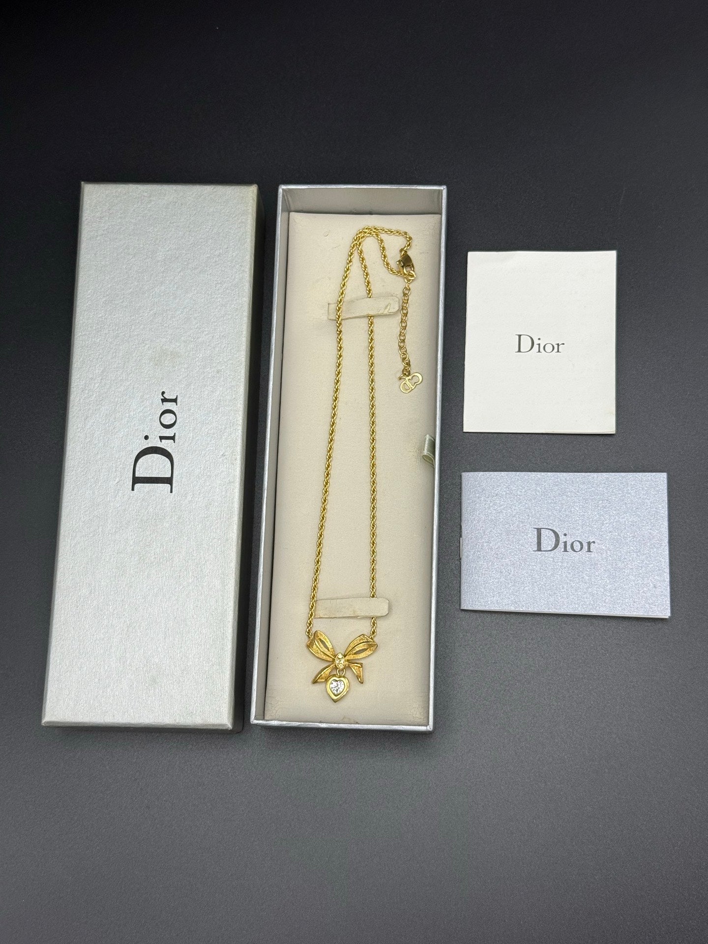 CHRISTIAN DIOR Ribbon Rhinestone Necklace