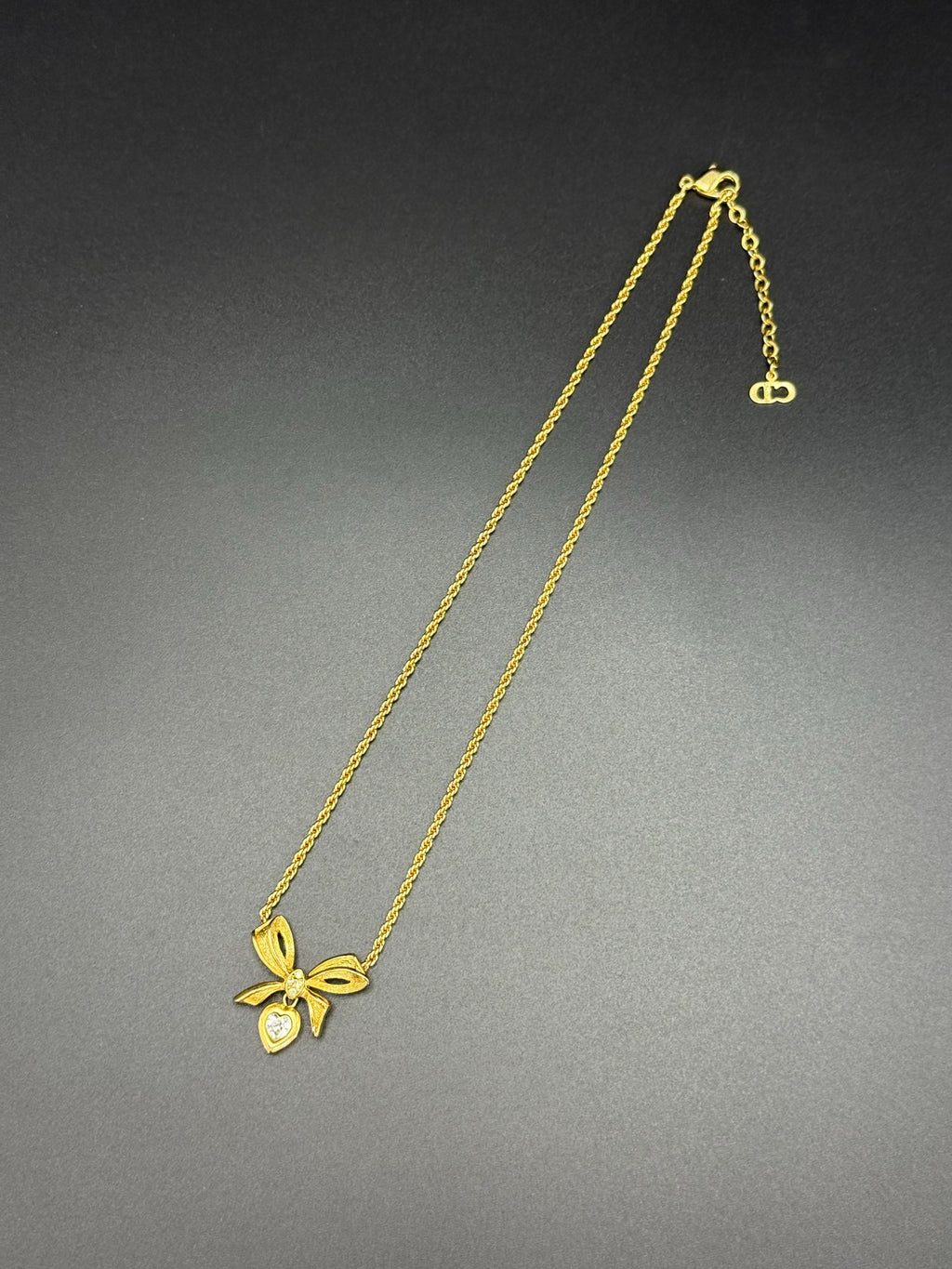 CHRISTIAN DIOR Ribbon Rhinestone Necklace