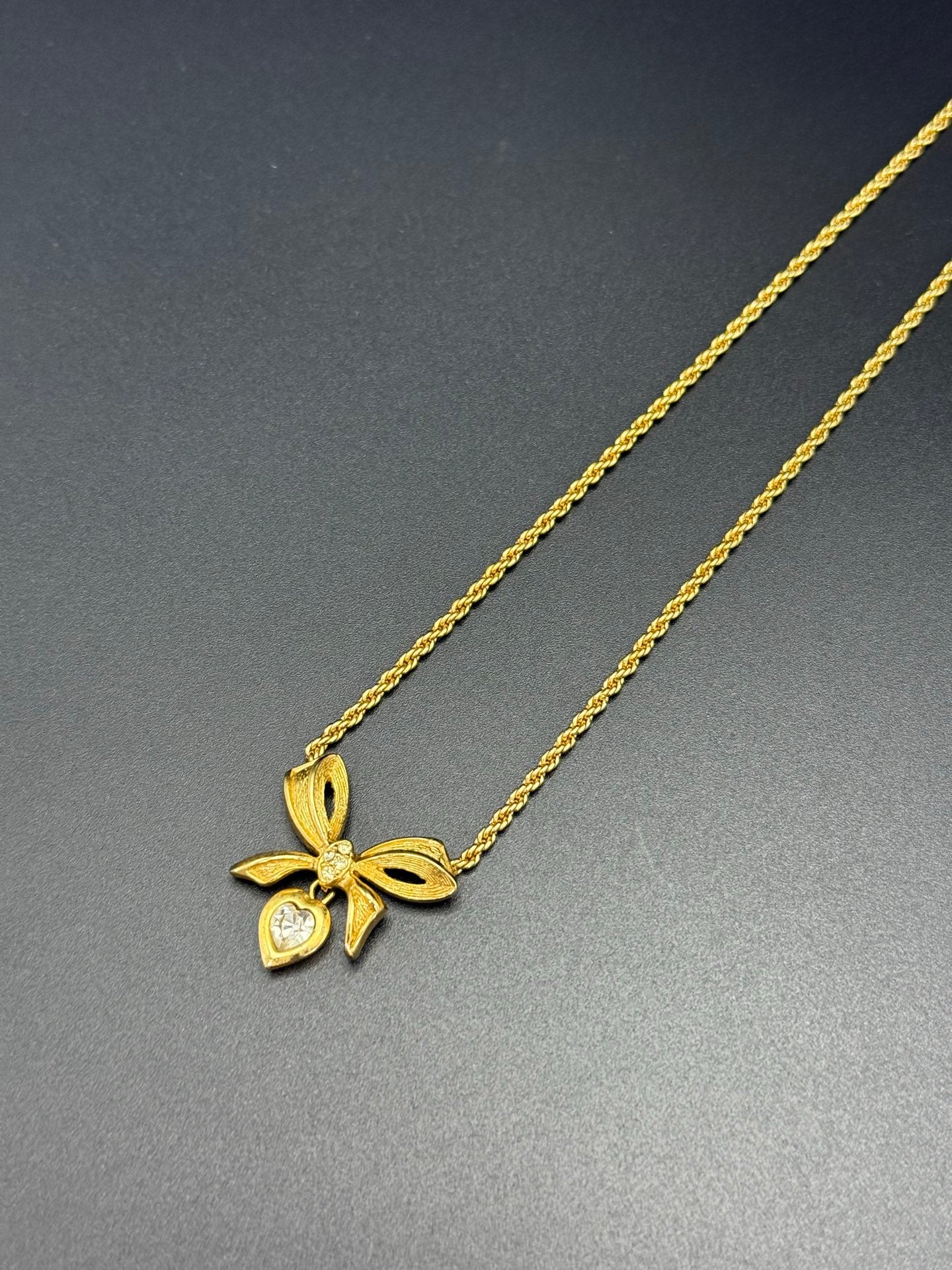 CHRISTIAN DIOR Ribbon Rhinestone Necklace