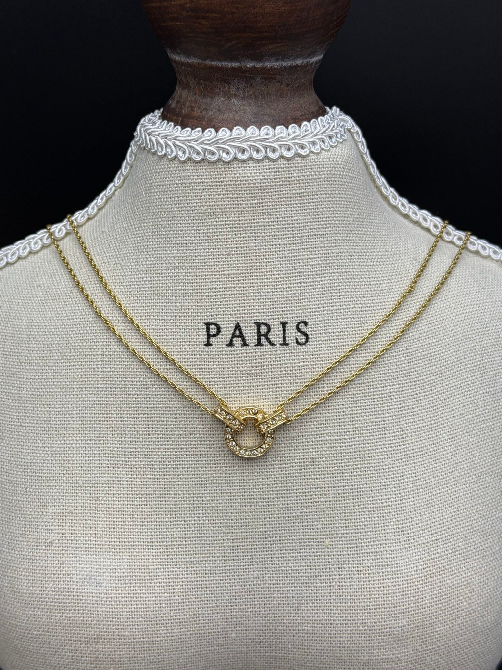 CHRISTIAN DIOR Double-chain RhinestoneNecklace