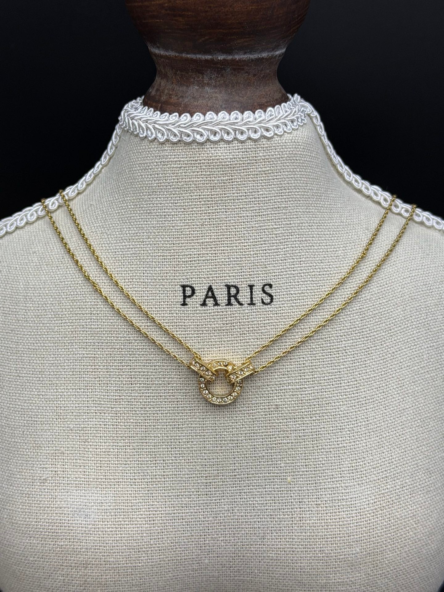 CHRISTIAN DIOR Double-chain RhinestoneNecklace