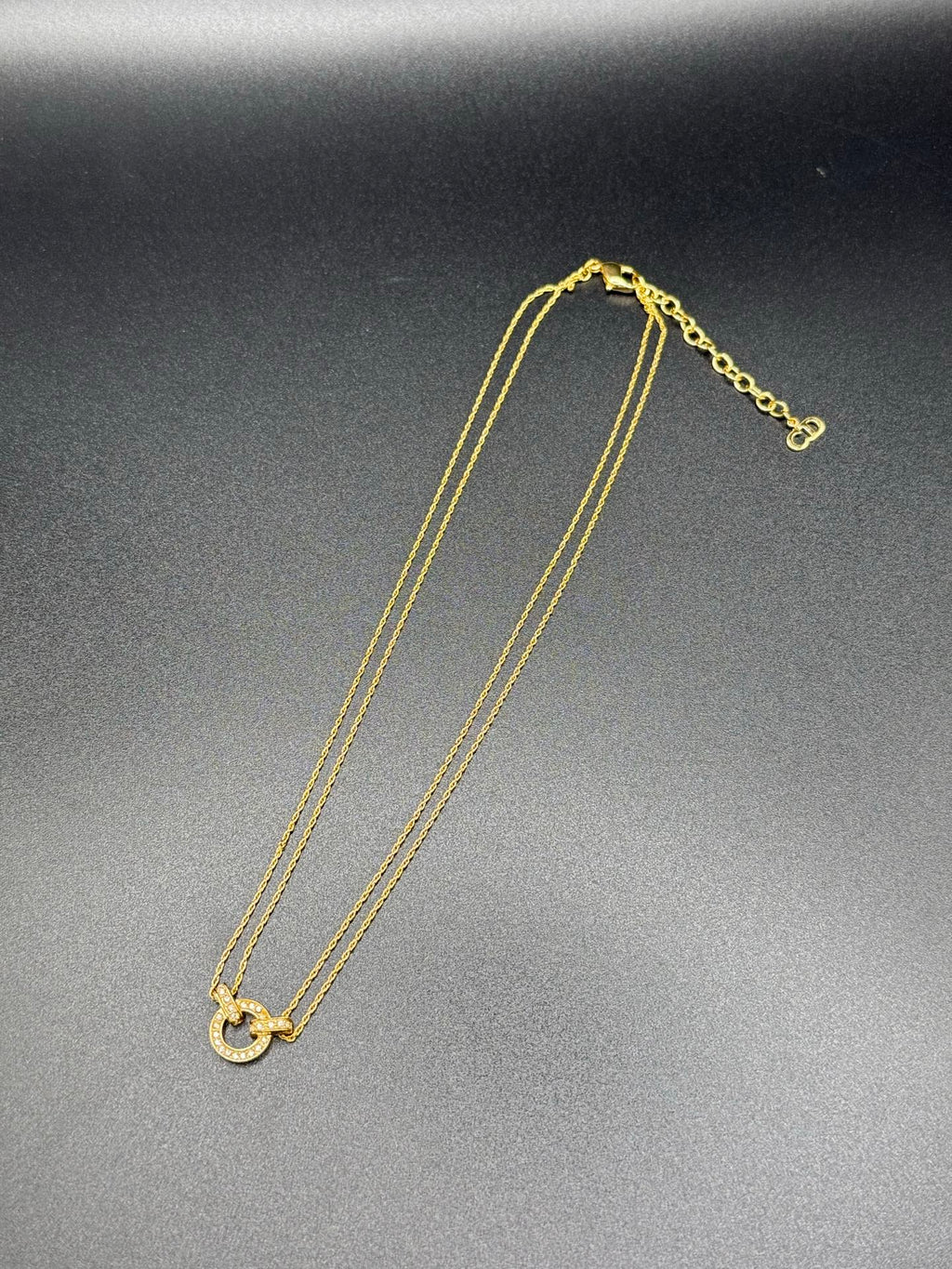 CHRISTIAN DIOR Double-chain RhinestoneNecklace