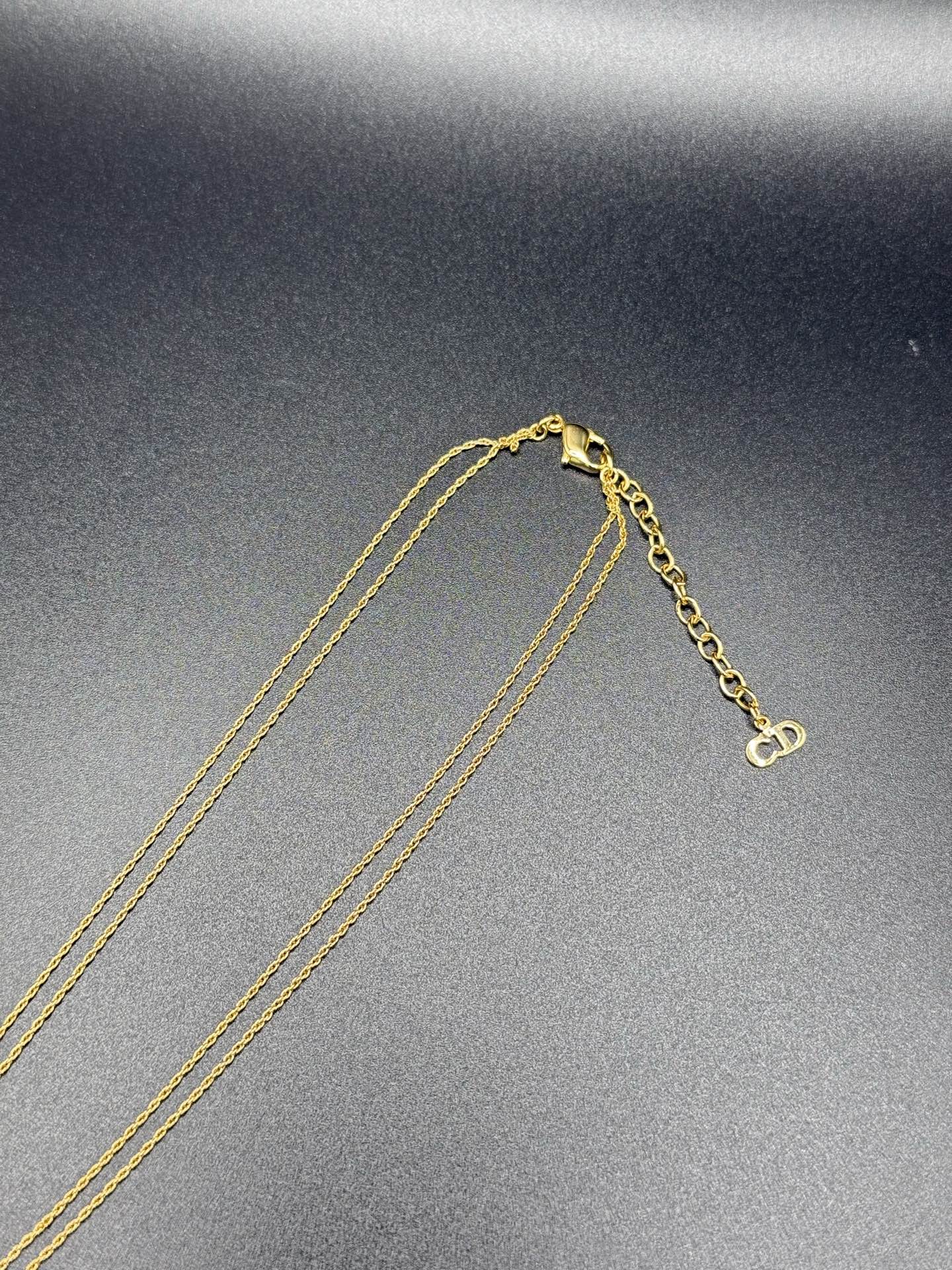CHRISTIAN DIOR Double-chain RhinestoneNecklace