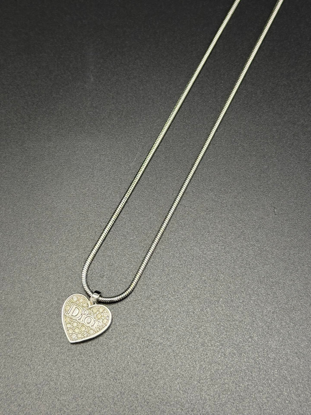 CHRISTIAN DIOR Heart-shaped Rhinestone Necklace