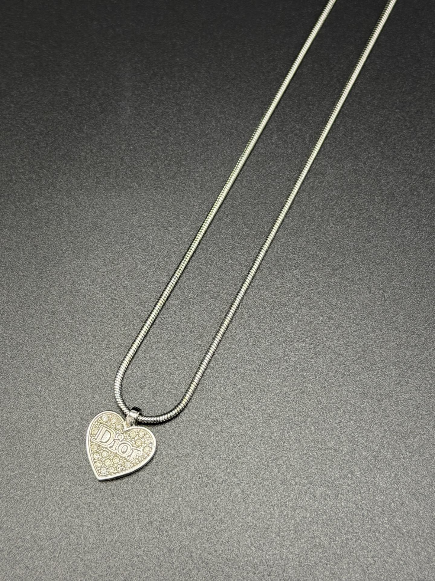 CHRISTIAN DIOR Heart-shaped Rhinestone Necklace