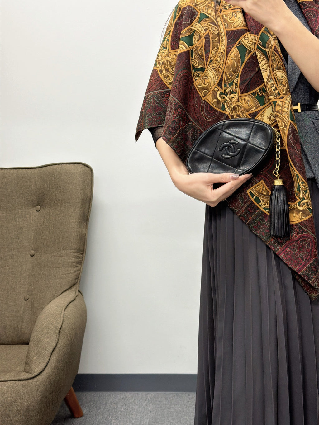 CHANEL Oval Lambskin Handbag