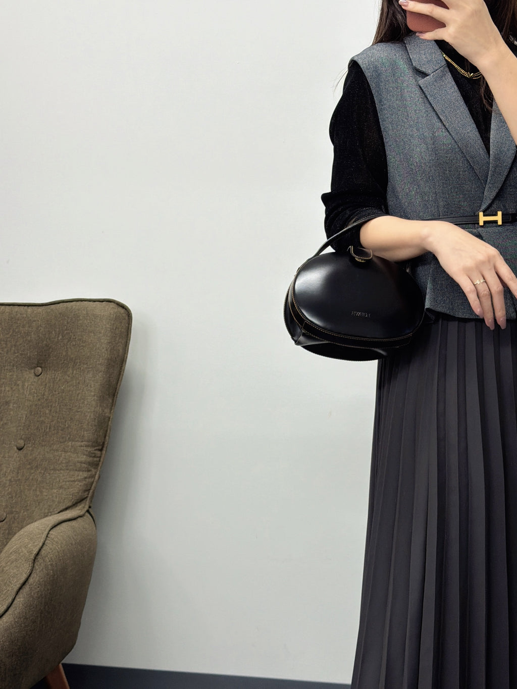 LOEWE Plaza Black Leather Handbag