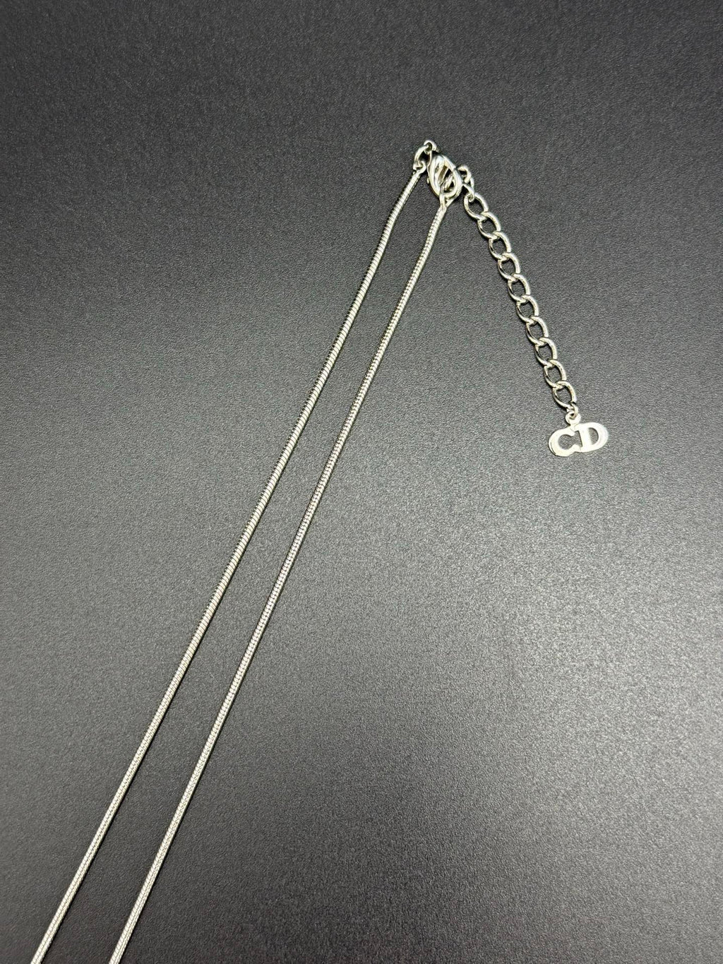 CHRISITIAN DIOR D Logo Rhinestone Necklace