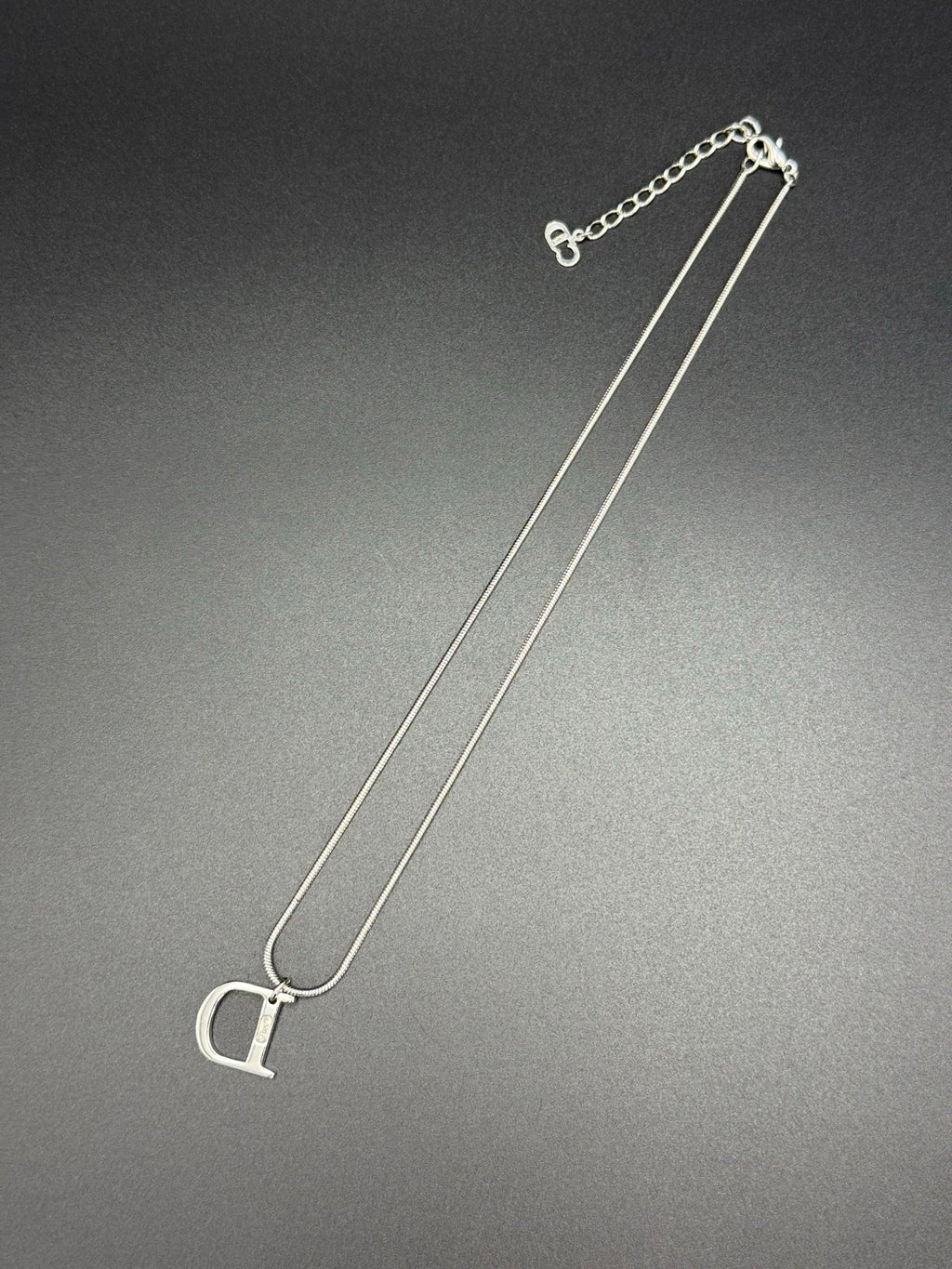CHRISITIAN DIOR D Logo Rhinestone Necklace