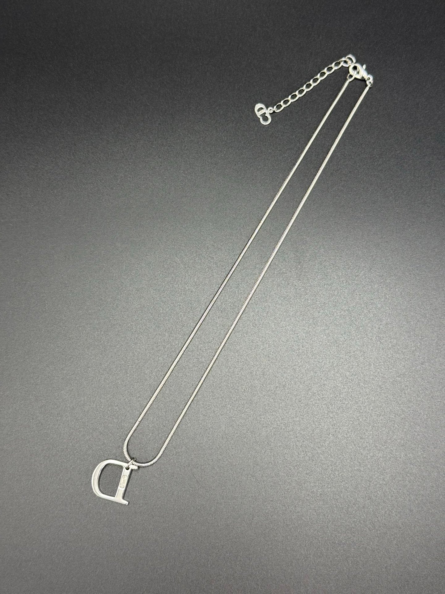 CHRISITIAN DIOR D Logo Rhinestone Necklace
