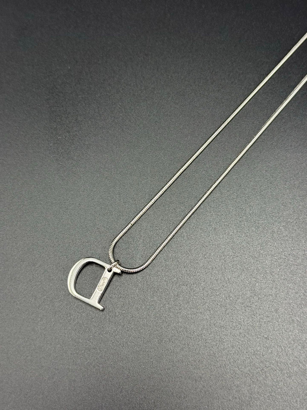CHRISITIAN DIOR D Logo Rhinestone Necklace