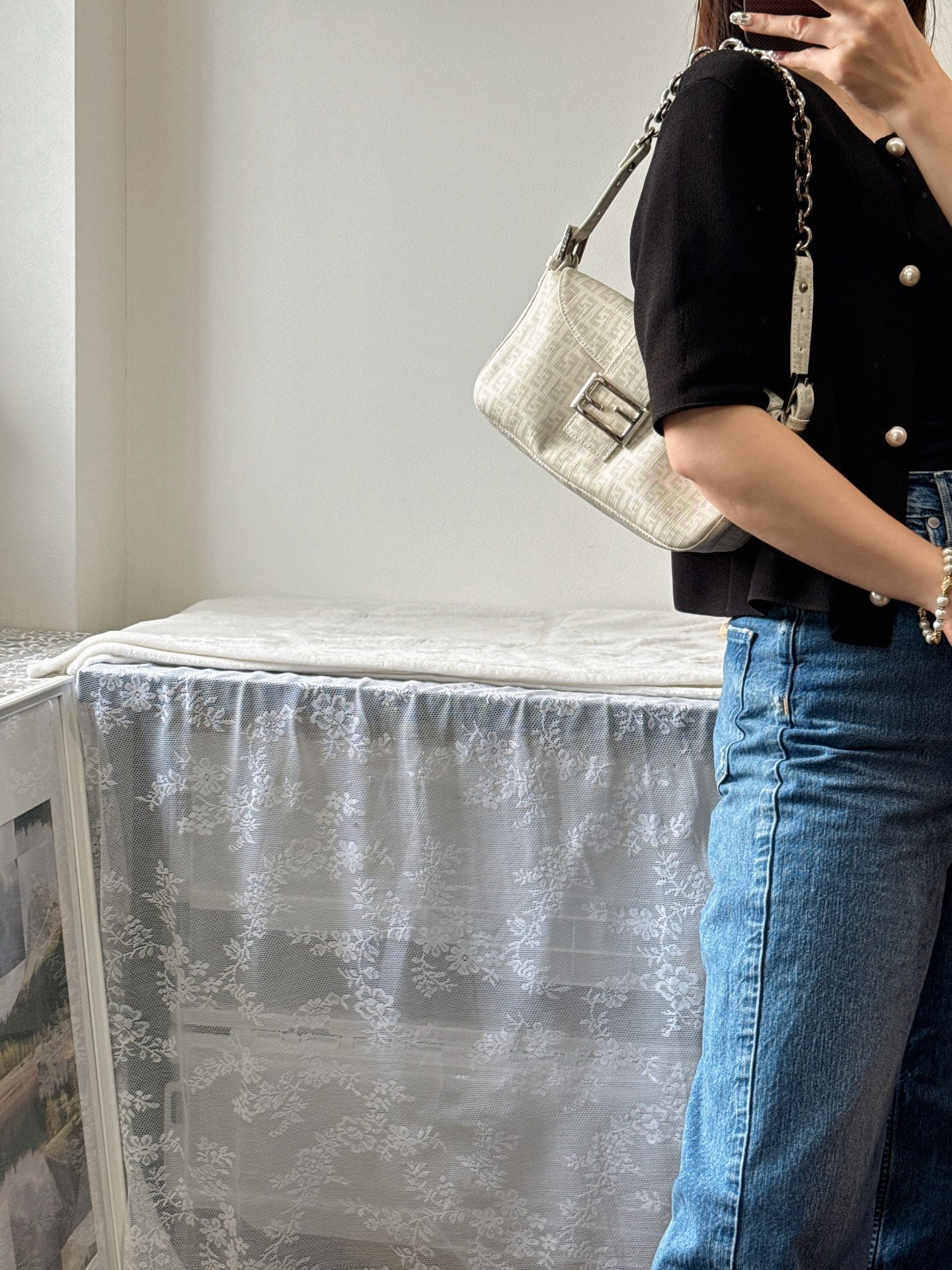 FENDI Zucca Baguette Chainbag