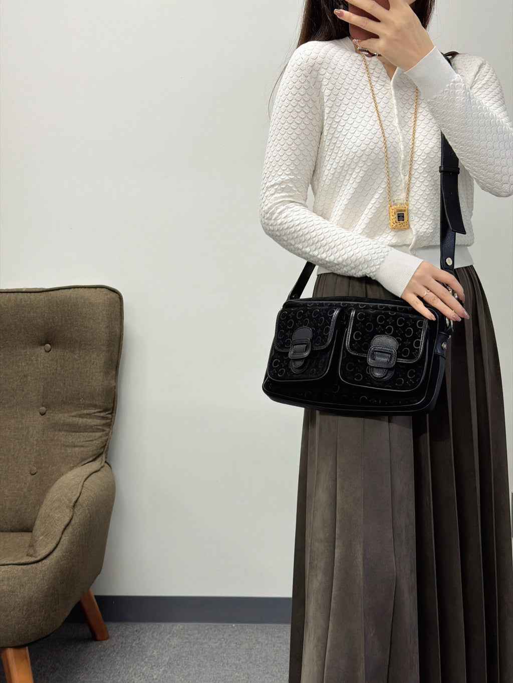CELINE Macadam Suede Crossbody Shoulderbag