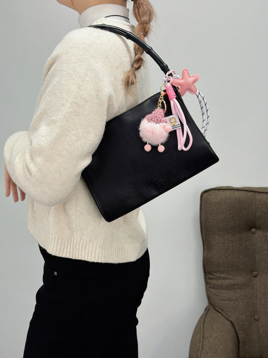 GUCCI Bamboo-handle Genuine Handbag